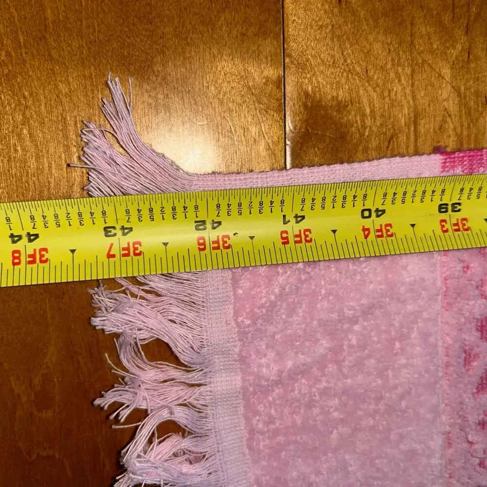 NWT 2 vintage pink JCPenny bath towels floral pattern fringed edges